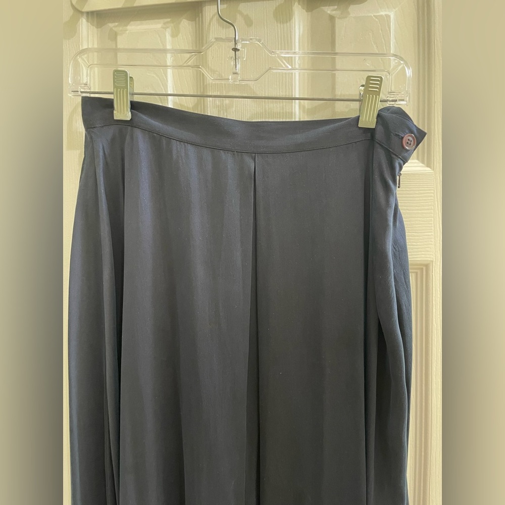 Vintage 100% Silk Satin Blue Midi Skirt - Picture 5 of 5